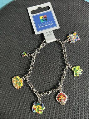 Barcino Barcelona Mosaic Enamel Charm Bracelet Gaudi Inspired NWT